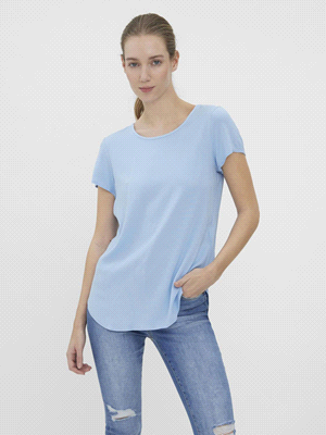 VERO MODA T-SHIRT BECCA PLAIN T-SHIRTERIA DONNA Blu  ... 