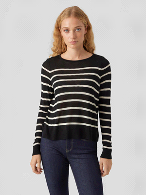 VERO MODA MAGLIA NOVA STRIPES MAGLIERIA DONNA Nero  ... 