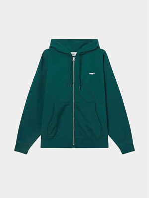 OBEY FELPA FULL ZIP CAPPUCCIO ESTABLISHED FELPERIA UOMO Verde  ... 