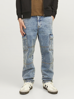 JACK JONES JEANS CHRIS CARGO JEANS BAMBINO Blu  ... 