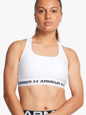 UNDER ARMOUR UA BRA MEDIO SUPPORTO CROSSBACK TOP DONNA Bianco Nero ... 