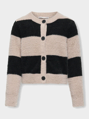 ONLY CARDIGAN AMANDA STRIPES MAGLIERIA BAMBINO Nero  ... 