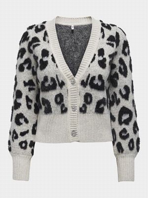 ONLY CARDIGAN SARA CROP ANIMALIER MAGLIERIA DONNA Nero  ... 