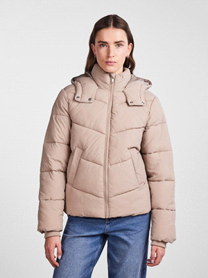 PIECES ACCESSORIES PIUMINO JAMILLA SHORT PUFFER CAPOSPALLA DONNA Argento  ... 