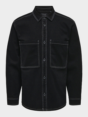 ONLY&SONS OVERSHIRT DAGO DENIM CAMICIERIA UOMO Nero Blu ... 