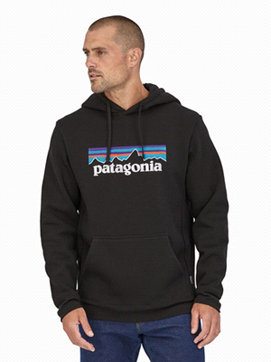 PATAGONIA FELPA CAPPUCCIO LOGO P6 FELPERIA UOMO Nero  ... 