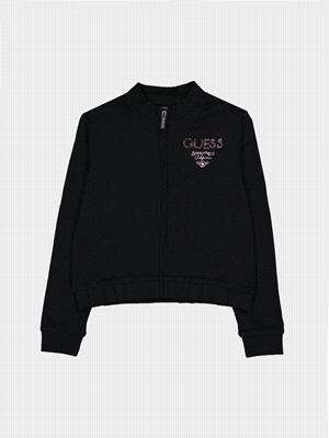 La felpa GUESS FZ CROP, realizzata con cotone organico di alta qualità, presenta un collo alto, maniche lunghe, chiusura centrale full zip a scomparsa e polsini in maglia a costine. Con il piccolo log... 