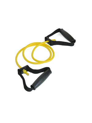 Elastico tubolare, con maniglie, per aerobica, colore giallo, resistenza morbida, mis cm 125 diam mm 9×3, in blister. SCHIAVI ELASTICO TUBOLARE RESISTENZA MORBIDA DM 9 COLORE GIALLO ACCESSORI UOMO Gia... 