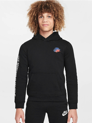 NIKE B NSW SI FLC PO HOODIE BB2 FELPERIA BAMBINO Nero  ... 