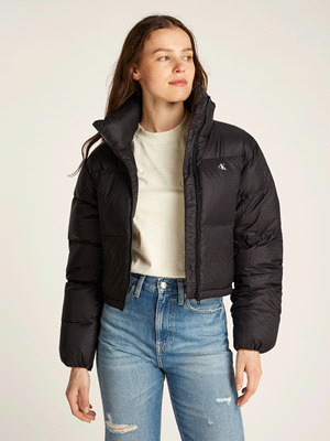 CALVIN KLEIN JEANS DOWN CROPPED PUFFER CAPOSPALLA DONNA Nero  ... 