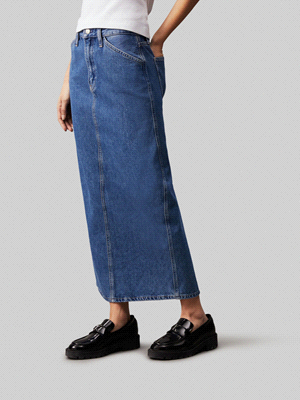 CALVIN KLEIN JEANS GONNA DENIM MAXI GONNA DONNA Blu  ... 