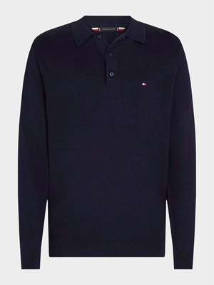 TOMMY HILFIGER POLO MANICA LUNGA COTONE CASHMERE POLO UOMO Blu  ... 