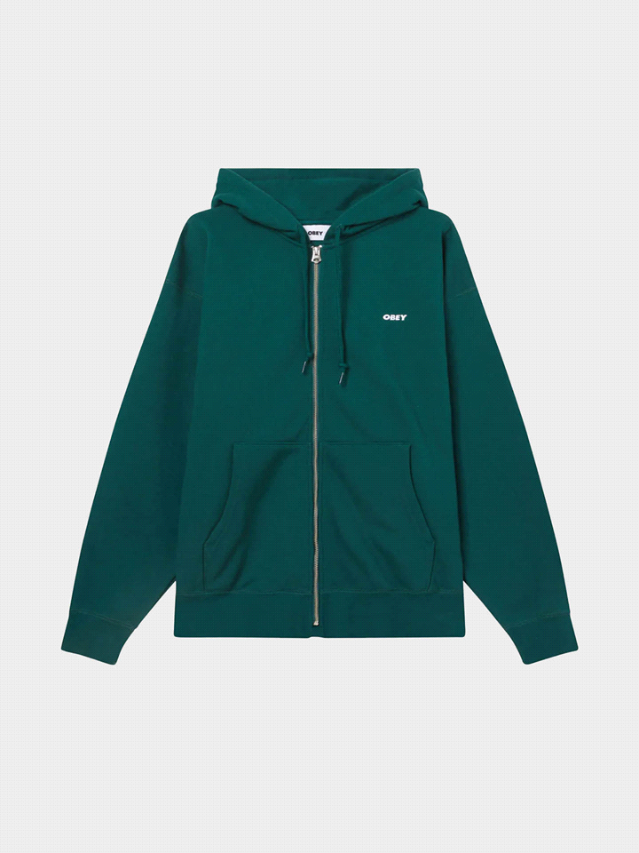 OBEY FELPA FULL ZIP CAPPUCCIO ESTABLISHED FELPERIA UOMO Verde  ... 