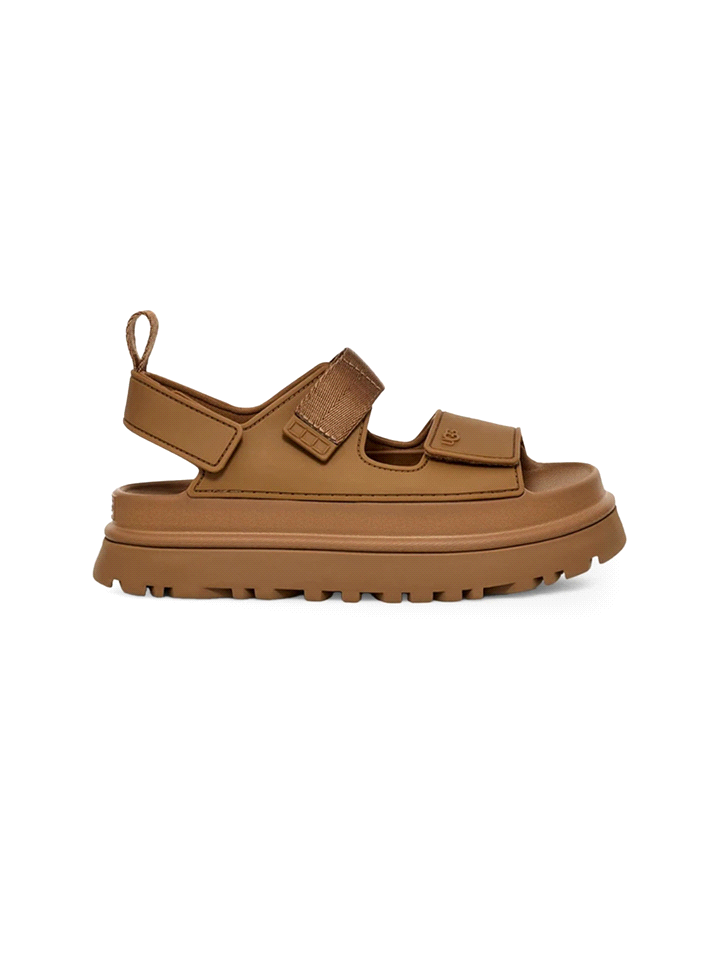 I sandali UGG Goldenglow sono una scelta trendy e versatile in quanto adatti sia alle giornate estive piovose che a quelle soleggiate. Ultraleggeri e comodi, sono resistenti all