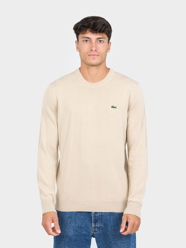 LACOSTE MAGLIA GIRO COTONE MAGLIERIA UOMO Beige  ... 