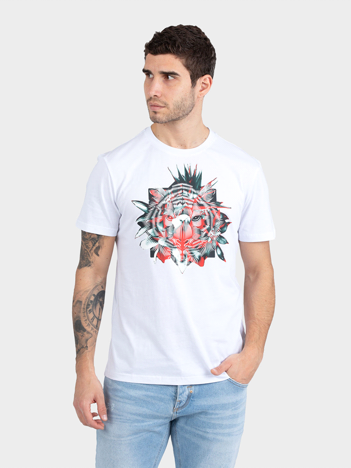 ANTONY MORATO T-SHIRT MANICA CORTS STAMPA TIGRE T-SHIRTERIA UOMO Bianco  ... 