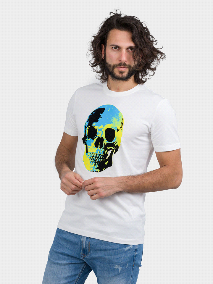 T-SHIRT MANICA CORTA CON STAMPA TESCHIO 