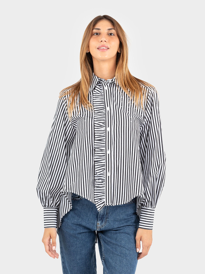 CAMICIA ML STRIPES PIOGGIA STRASS 