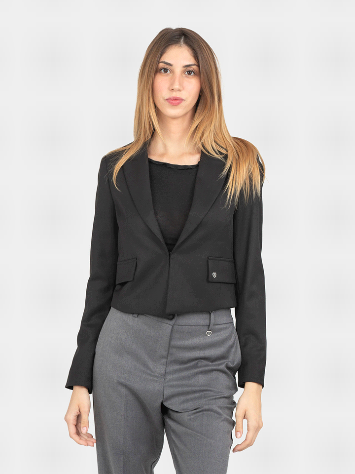 PLEASE BLAZER CROP CAPOSPALLA DONNA Nero  ... 