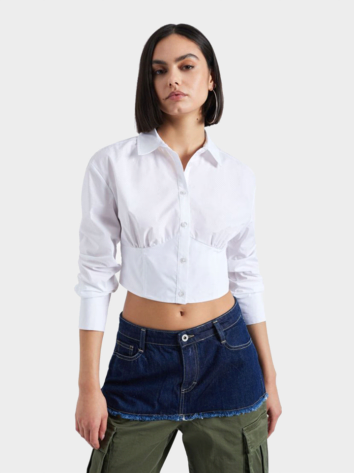 CAMICIA CROPPED PUNTO SMOKE 