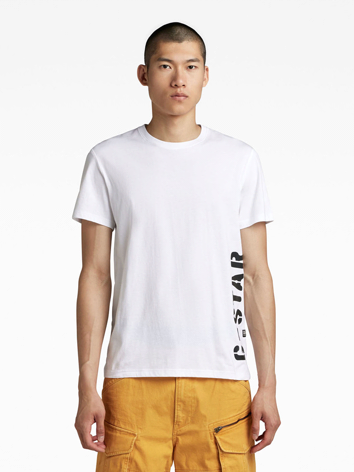 G-STAR T-SHIRT SIDE STANCIL T-SHIRTERIA UOMO Bianco  ... 