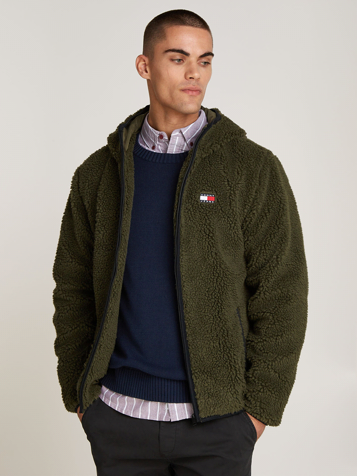 TOMMY JEANS ORSETTO CAPPUCCIO CAPOSPALLA UOMO Verde  ... 