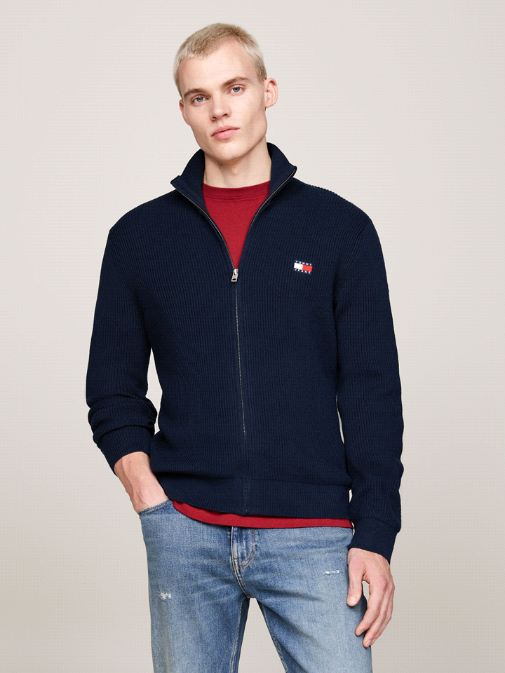 TOMMY JEANS MAGLIA FULL ZIP BADGE MAGLIERIA UOMO Blu  ... 