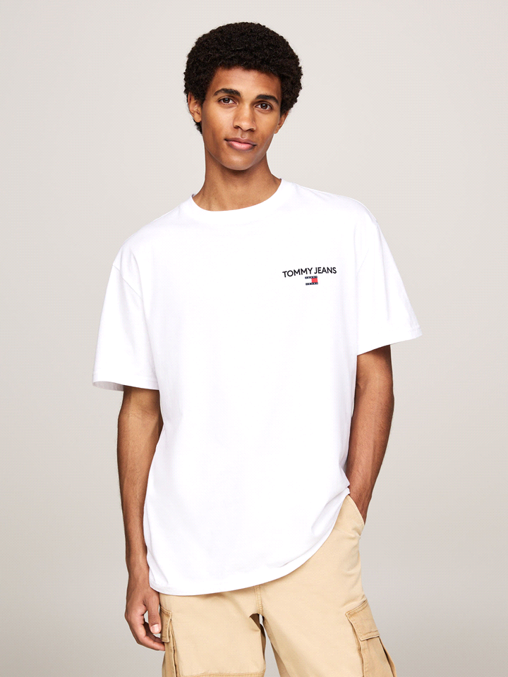 TOMMY JEANS T-SHIRT LINEAR T-SHIRTERIA UOMO Bianco  ... 