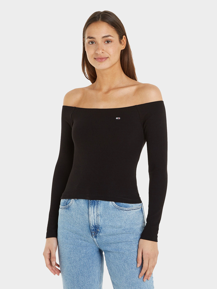 TOMMY JEANS T-SHIRT ML OFF SHOULDER T-SHIRTERIA DONNA Nero  ... 