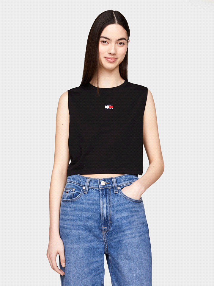 TOMMY JEANS TOP BADGE SHOULDER T-SHIRTERIA DONNA Nero  ... 