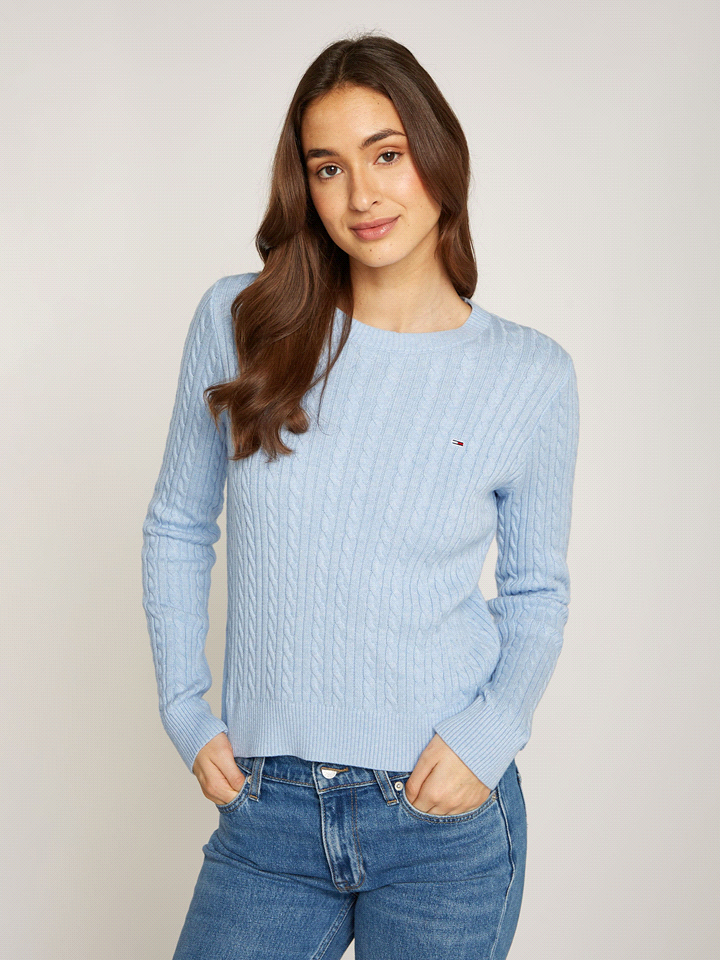 TOMMY JEANS MAGLIA CABLE ESSENTIAL MAGLIERIA DONNA Blu  ... 