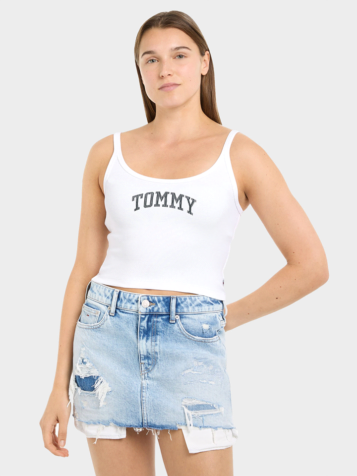 TOMMY JEANS TOP VARSITY T-SHIRTERIA DONNA Bianco  ... 