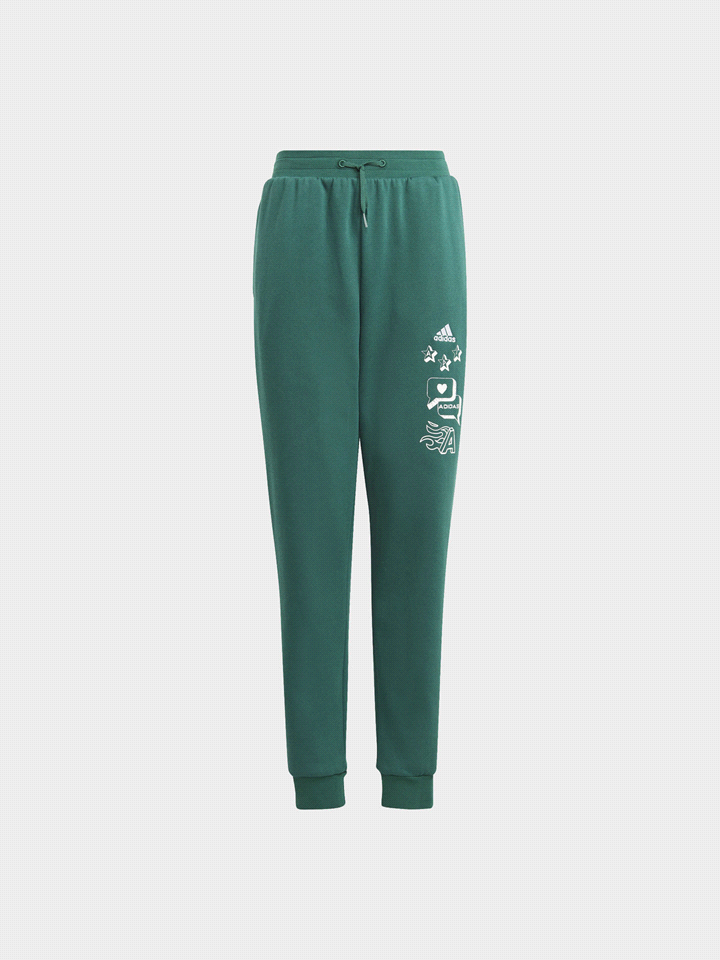 ADIDAS Pantaloni Brand Love Junior PANTALONE FELPA BAMBINO Verde Bianco ... 