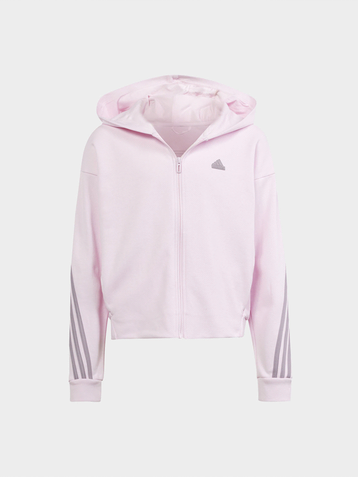 Un modello con zip realizzato con un mix di materiali riciclati e rinnovabili. ADIDAS Hoodie Future Icons 3-Stripes Full-Zip FELPERIA BAMBINO Rosa  ... 