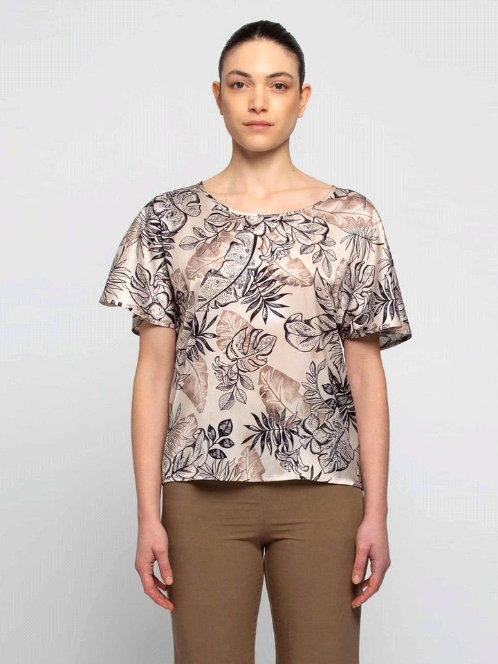 BLUSA STAMPA FOGLIE 