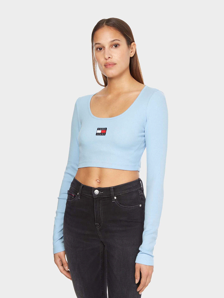 T-SHIRT CROP RIB CENTER BADGE 