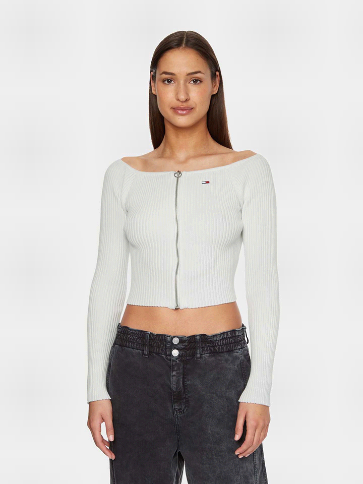 TOMMY HILFIGER CARDIGAN OFF SHOULDER CROP 